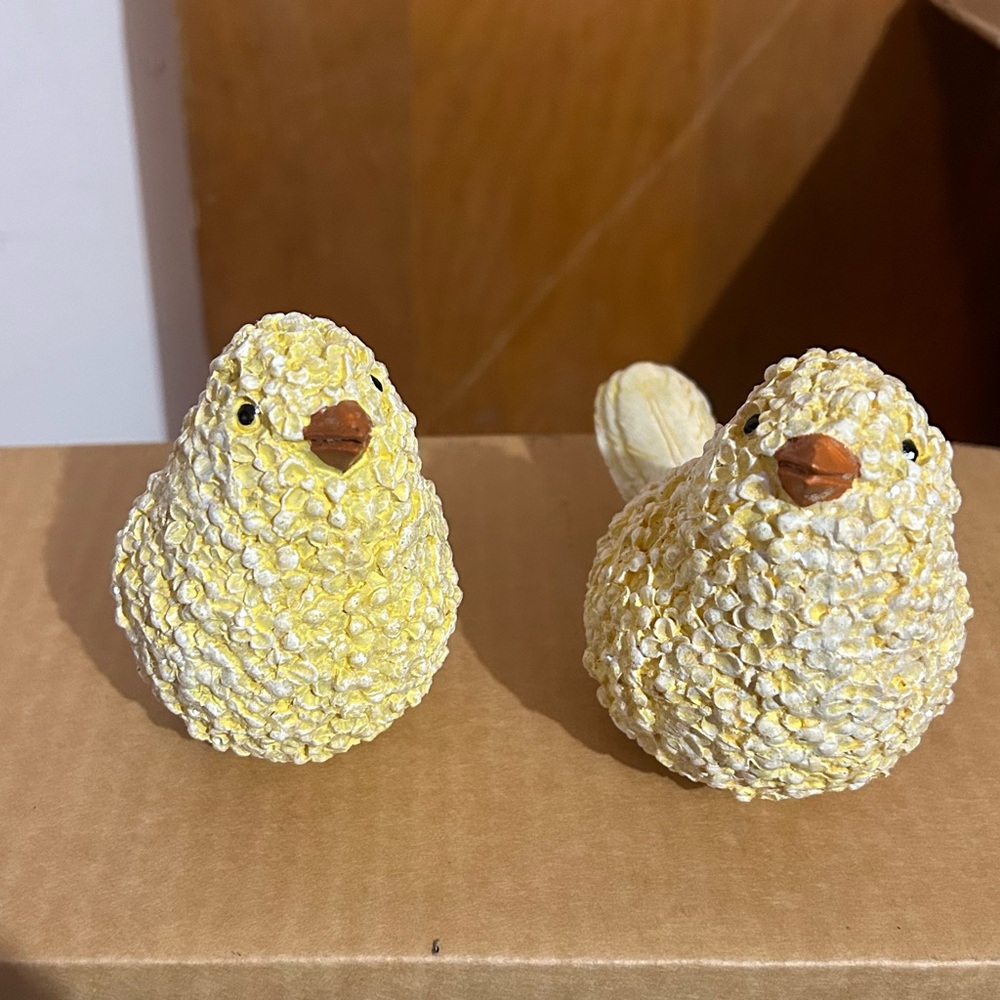 Set of 2 floral bird figures by Valerie